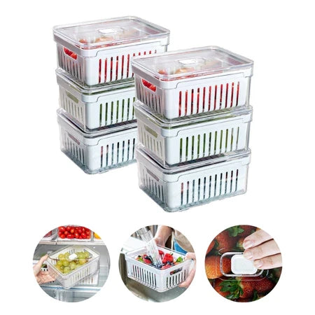 Kit 6 Organizadores 2,2 Litros de Geladeira Acrílico